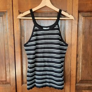 90s/Y2K Retro Cloudchaser Knit Black White Gray Striped Tank Top Size Large